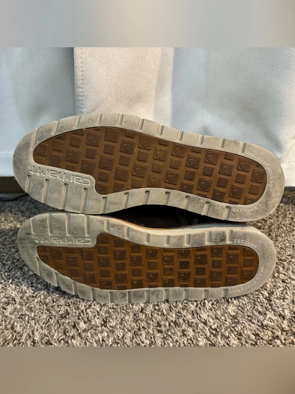 Carhartt Brown Moc Toe Work Boots with Cream Sole